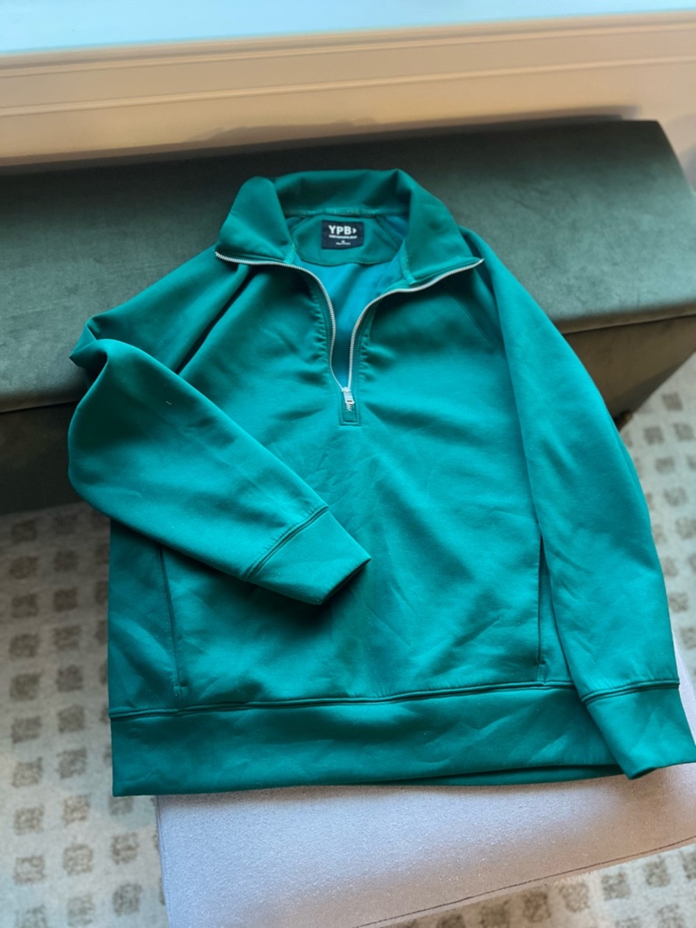 Abercrombie & Fitch Green Quarter-Zip Pullover